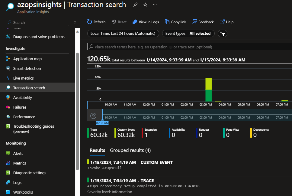 Transaction search