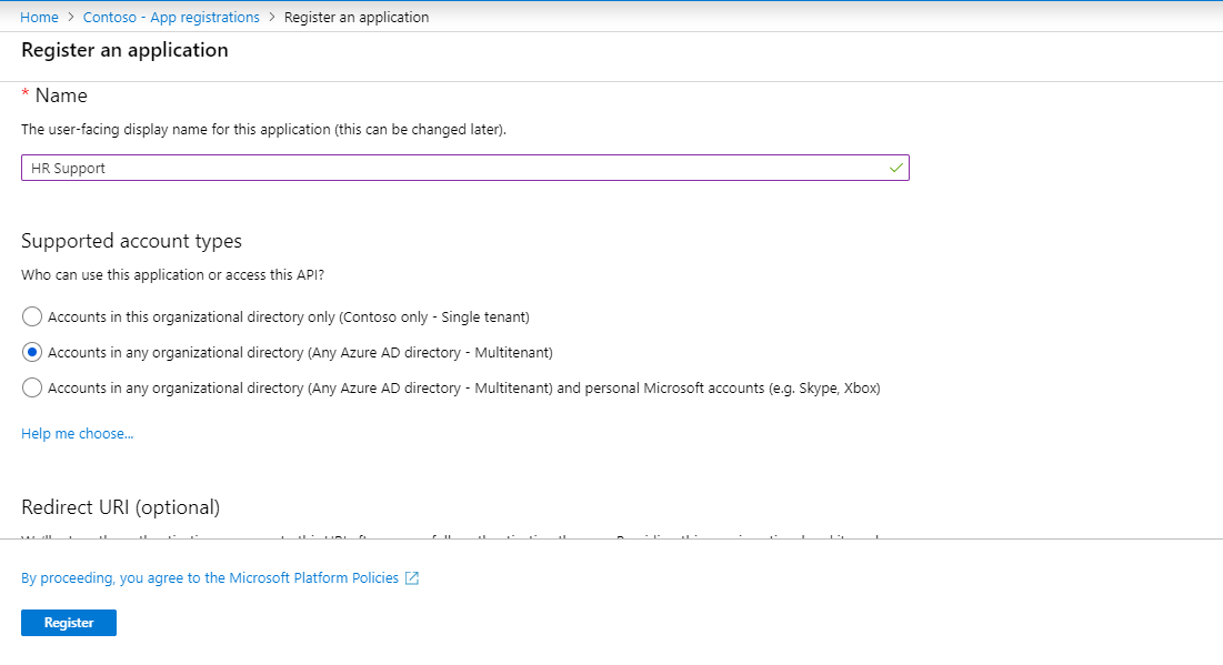 Azure AD App registration