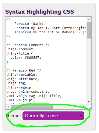 syntax highlighting theme change