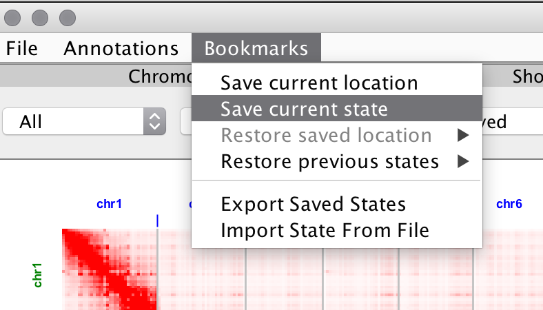 Pic of bookmark menu/save current state option