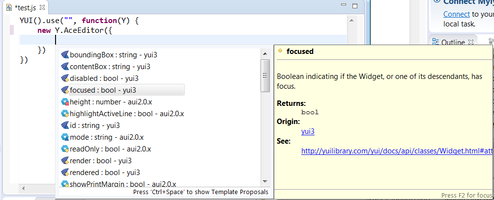 YUI submodules completion