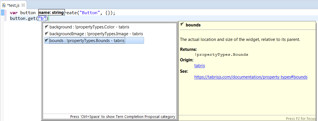 Tabris Completion Properties