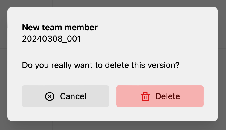 Version Deletion Dialog