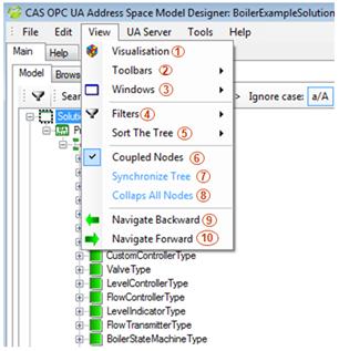 Address Space Model Designer – Menu View