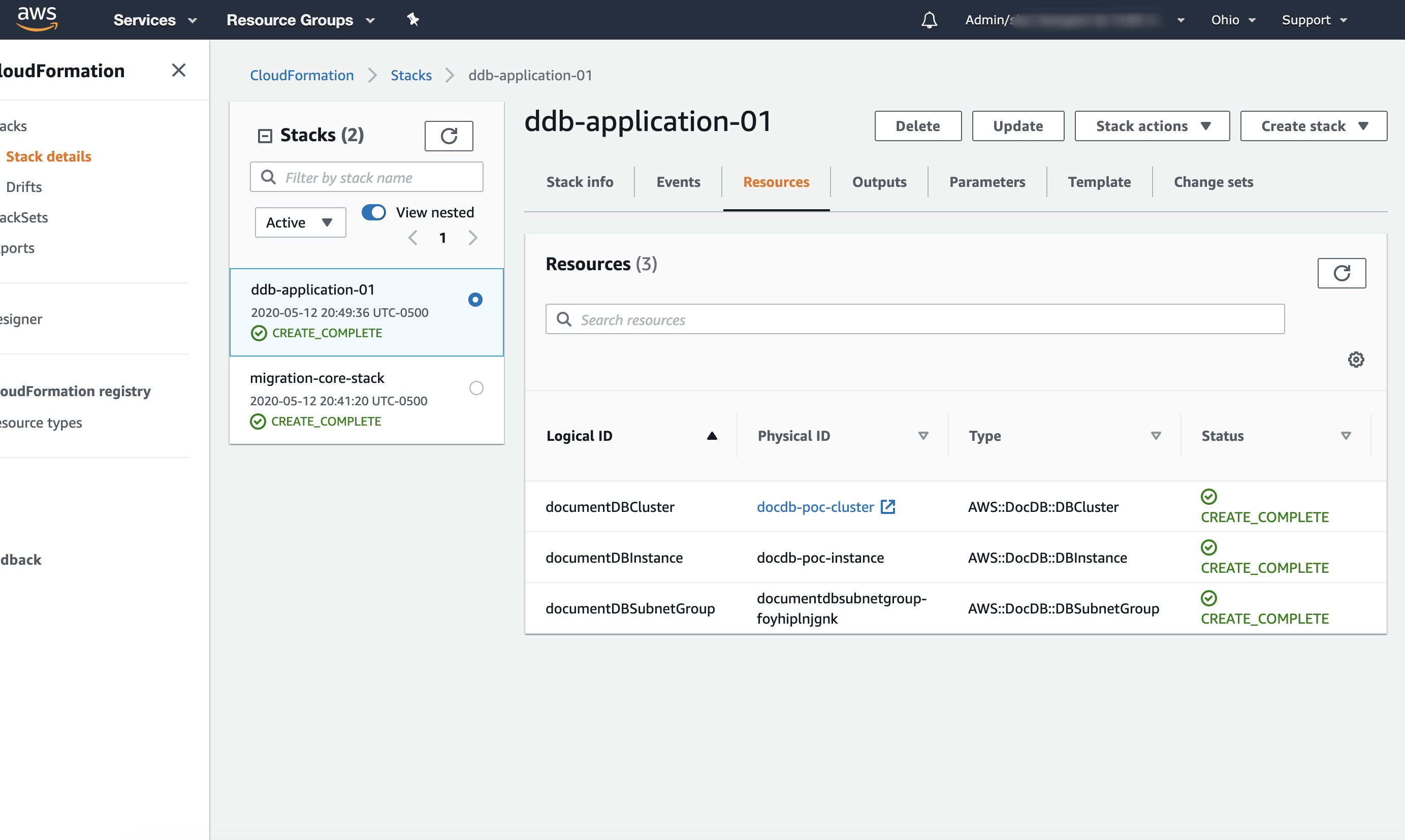 documentdb-resources-stack-status.png